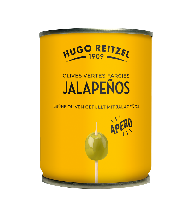 GRÜNE OLIVEN GEFÜLLT MIT JALAPENOS 120G HR GRÜNE OLIVEN GEFÜLLT MIT JALAPENOS 120G HR