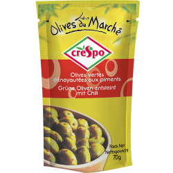 Olives vertes dénoyautées Chili-Peppers