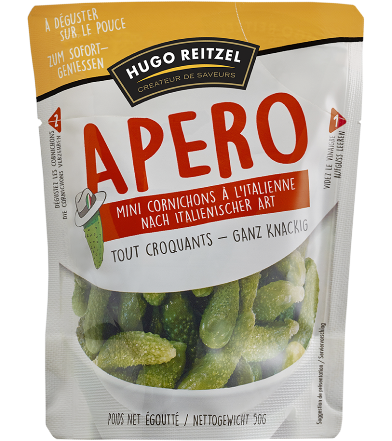 SACHET APERO CORNICHONS À L'ITALIENNE SACHET APERO CORNICHONS À L'ITALIENNE