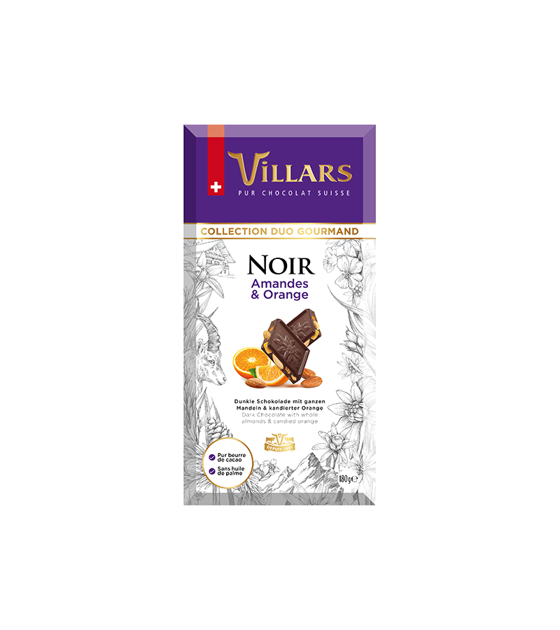 Villars Zartbitterschokolade Mandel/Orange 180g Villars Zartbitterschokolade Mandel/Orange 180g